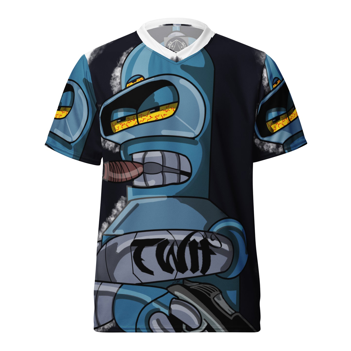 sports jersey, bender, futurama, polyester, short sleeve, v neck, cotton, artistic, abstract, breathable