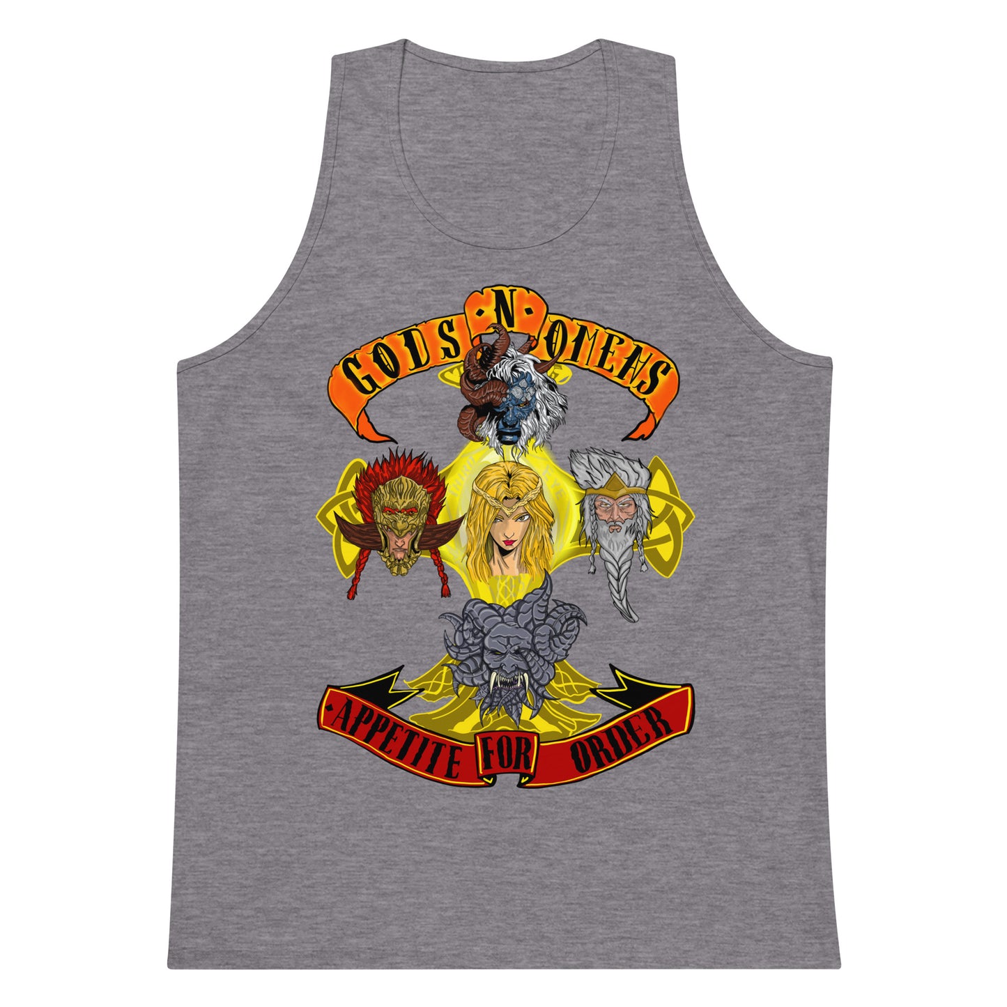 Gods n Omens by gods hand Men’s premium tank top.