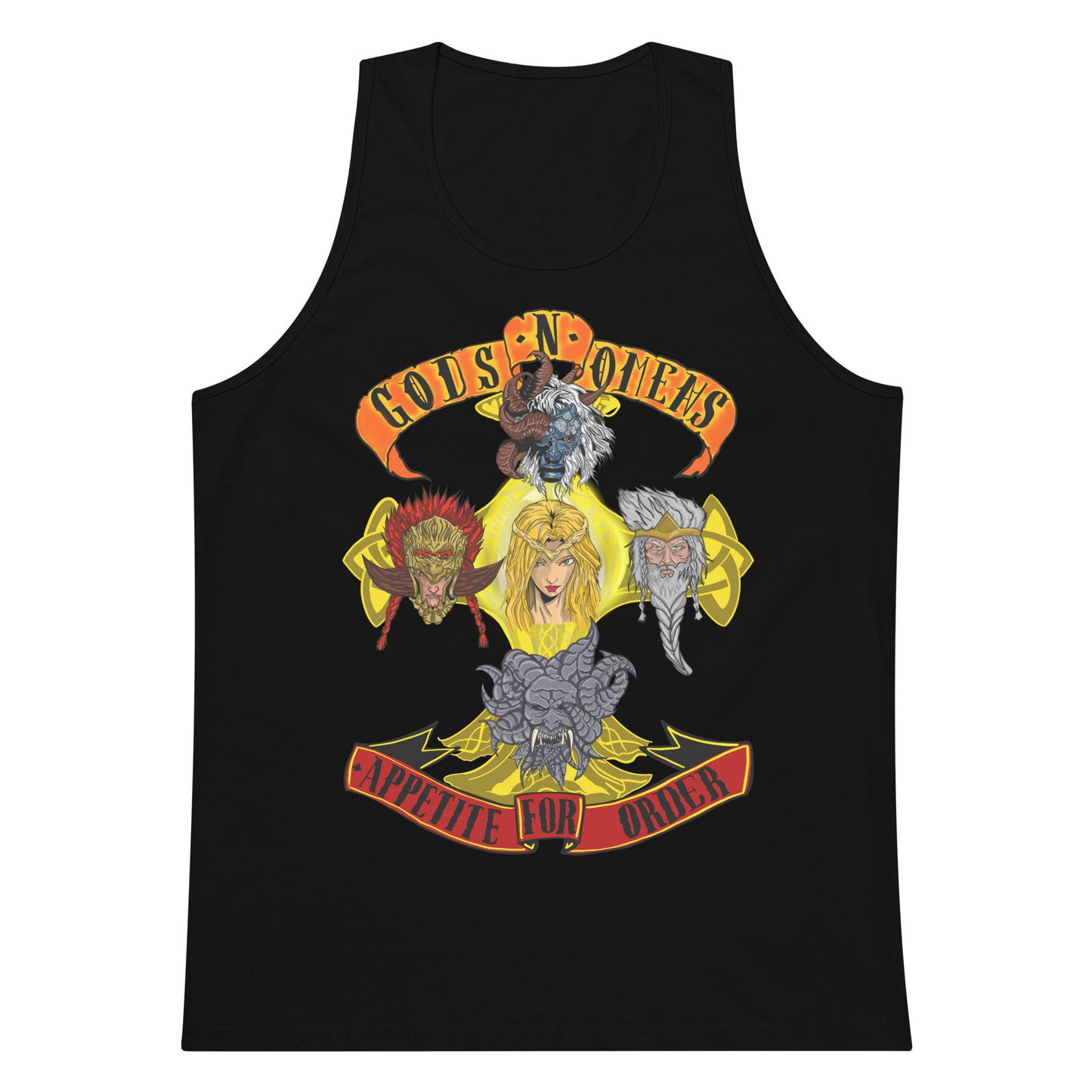 Gods n Omens by gods hand Men’s premium tank top.