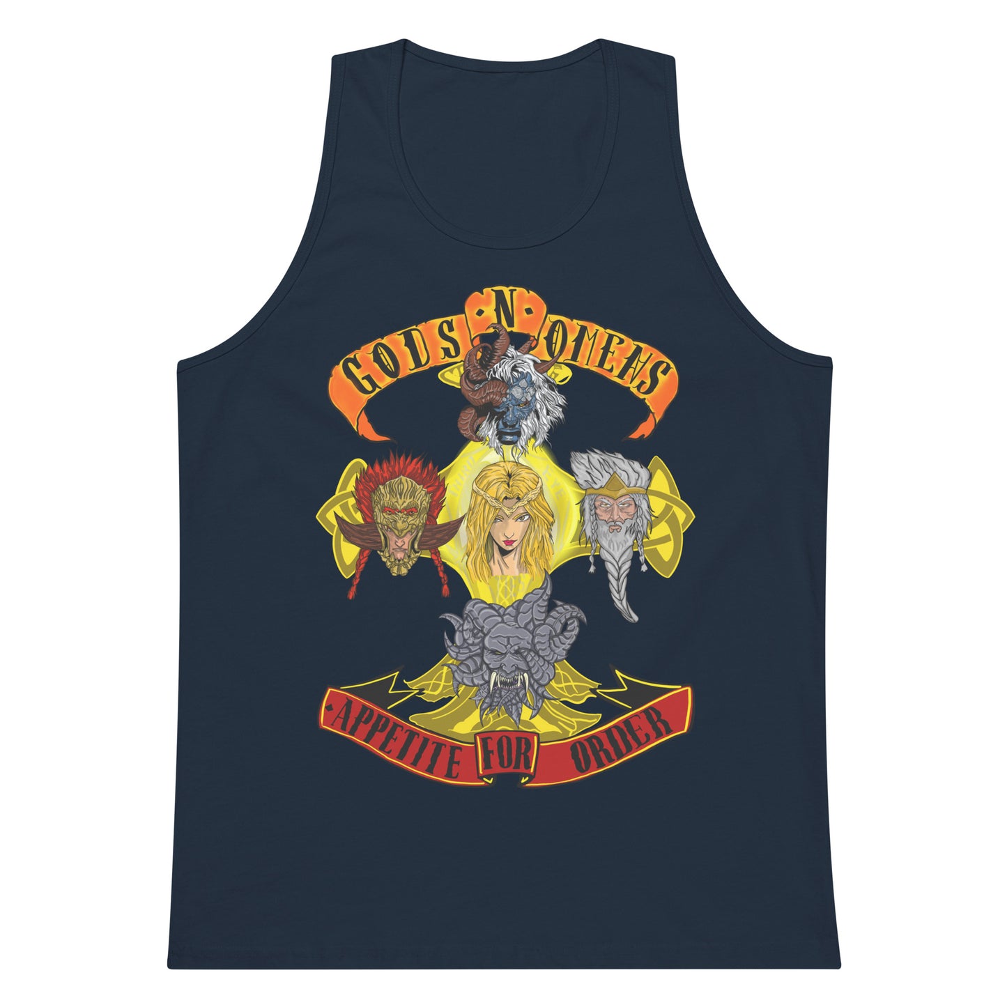 Gods n Omens by gods hand Men’s premium tank top.