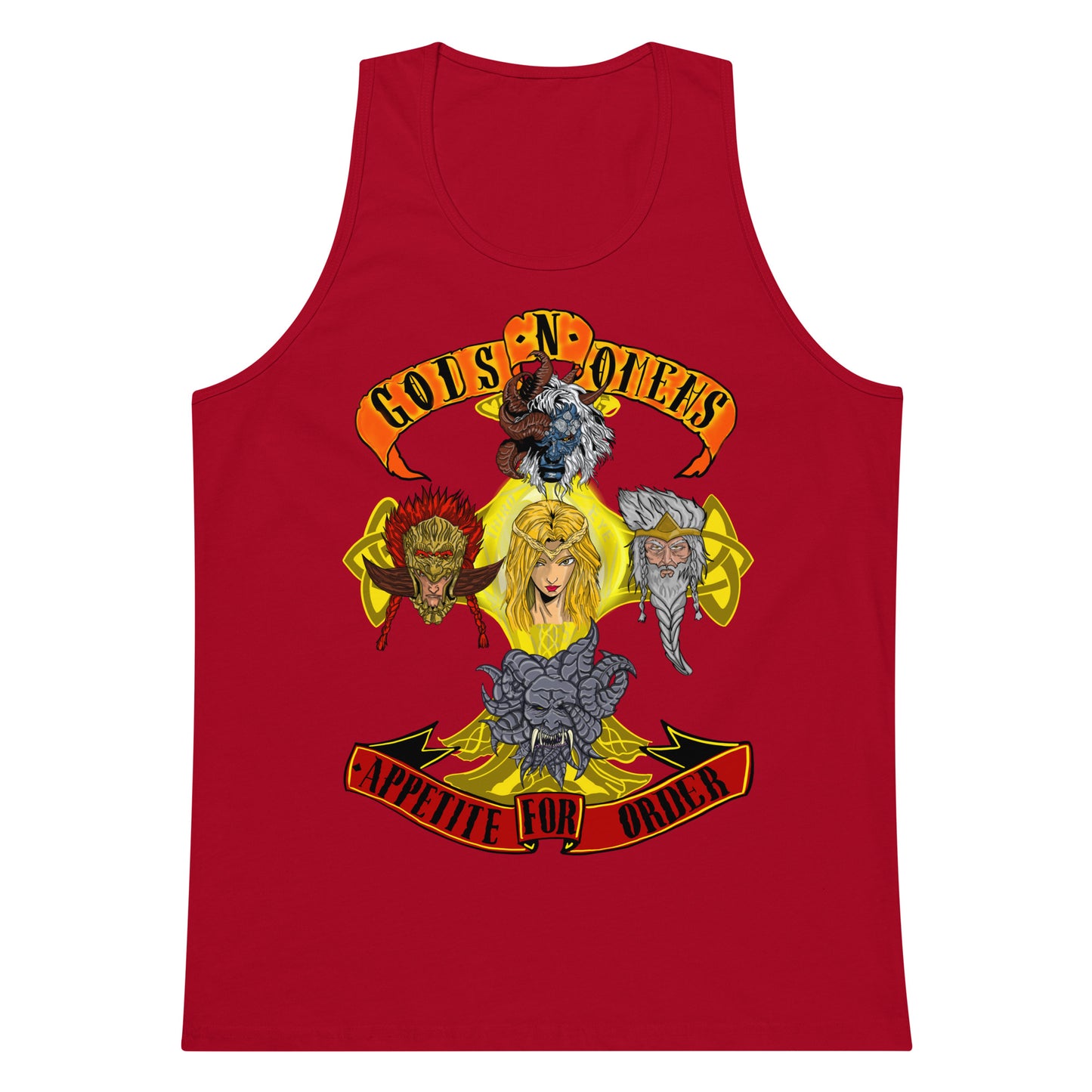 Gods n Omens by gods hand Men’s premium tank top.