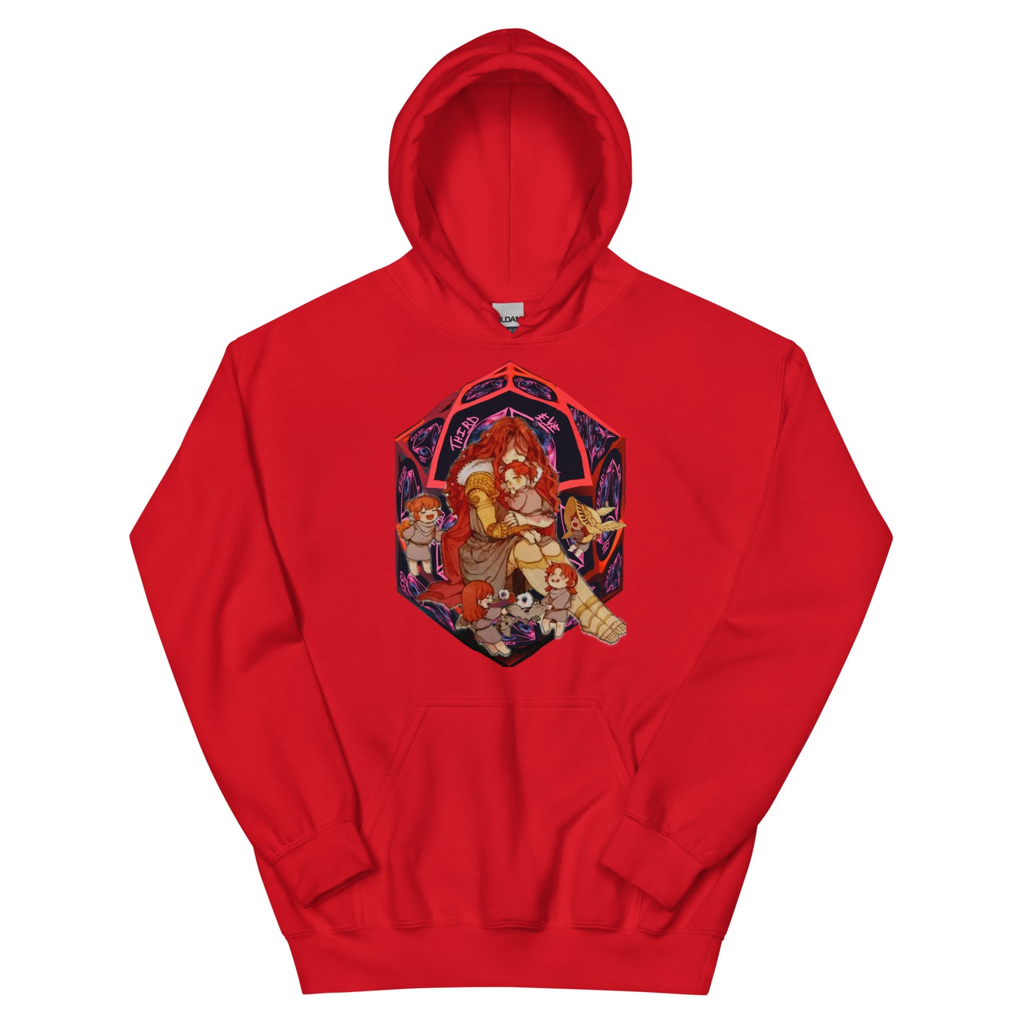 red hoodie, elden ring, artistic, pull over, long sleeve, cotton