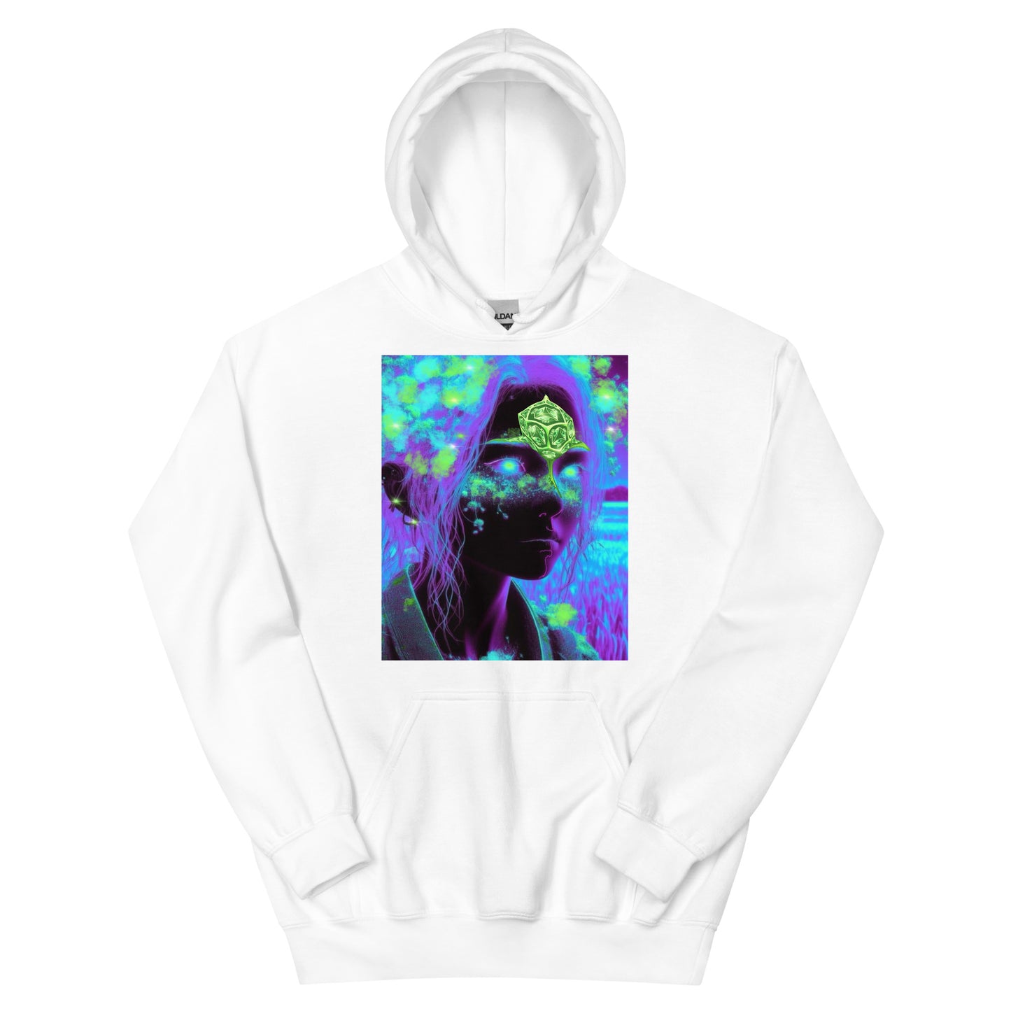white hoodie, artistic, woman, negative , cotton, long sleeve, pull over