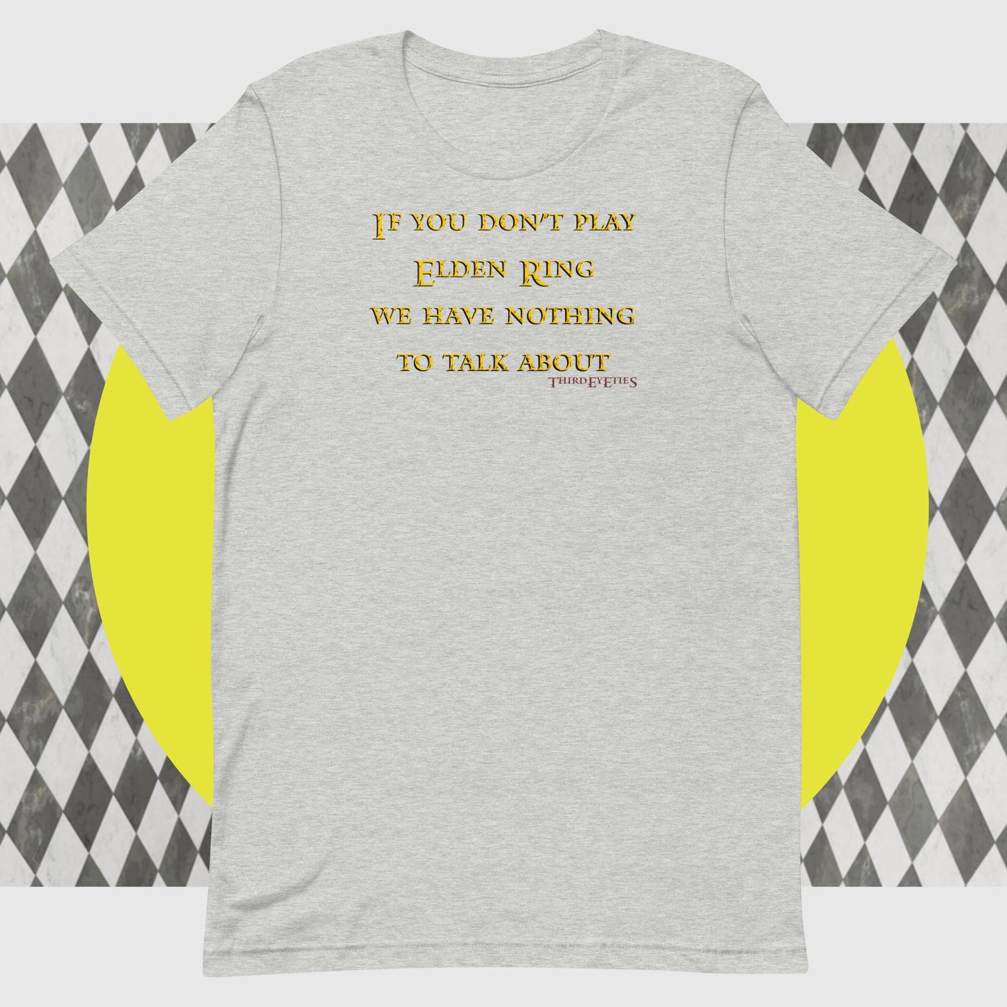 grey t-shirt, short sleeve, crew cut, cotton, elden ring