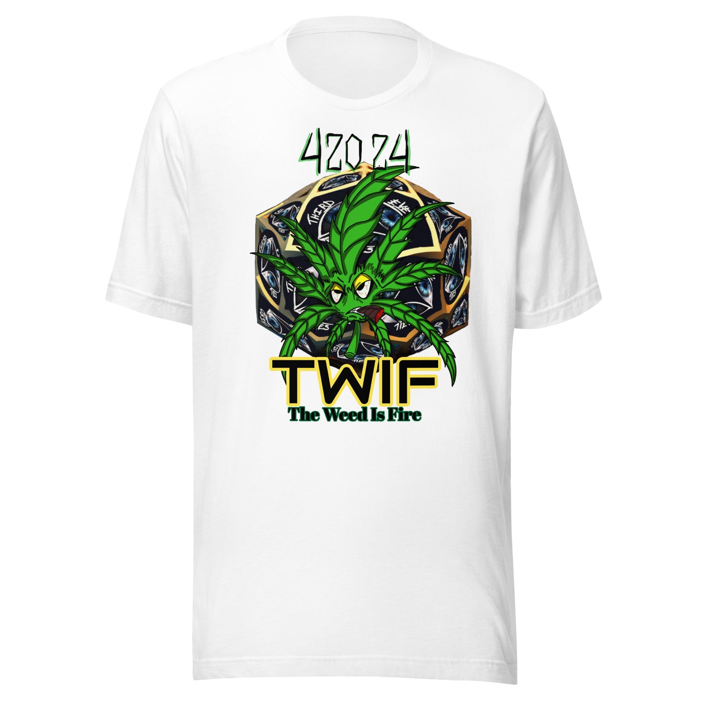 white t-shirt, marijuana, artistic, cotton, short sleeve, crew cut