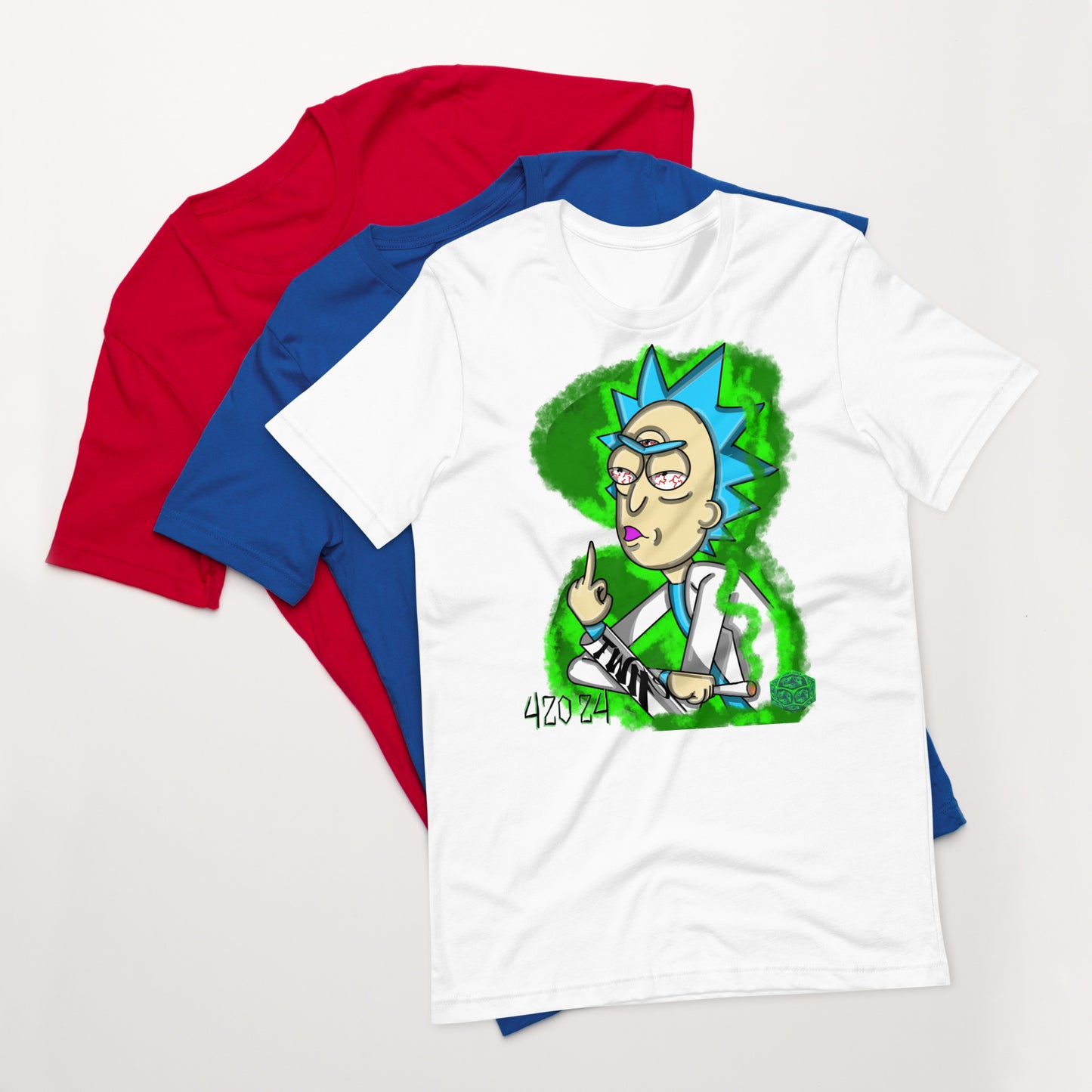 white- t-shirt, rick and morty, artistic, abstract, cotton, short sleeve, crew cut