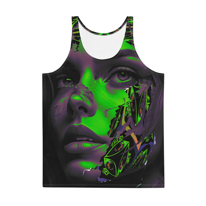 multicolor tank top, woman abstract, artistic, tank, sleevless, polyester