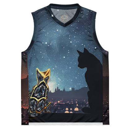 basketball jersey, cats, artistic, night sky, recycled polyester, multicolor, tank top, sleevless