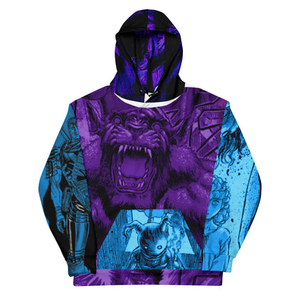 Purple and blue hoodie, Berserk, artistic, manga, pull over, long sleeve, cotton