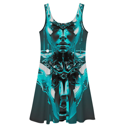 Drippy Queen Blue by Godshand designs Skater Dress - ThirdEyeTies