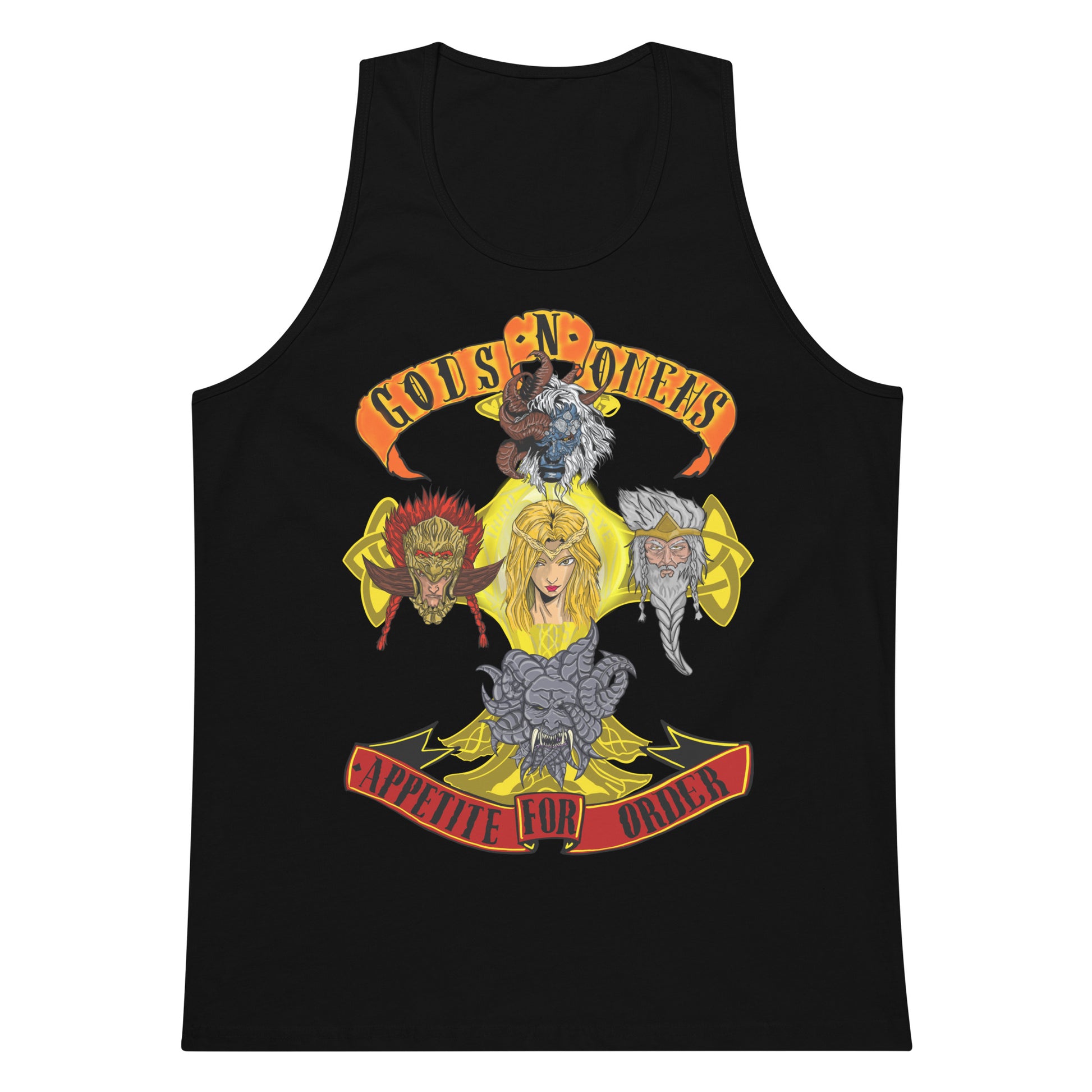 Gods n Omens by gods hand Men’s premium tank top.
