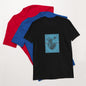 black t-shirt with artwork of a heart on the front cotton crew neck