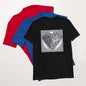 black t-shirt with artwork of a diamond heart cotton crew cut
