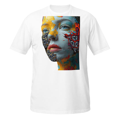 white t-shirt, artistic, woman, cotton, crew cut, short sleeve
