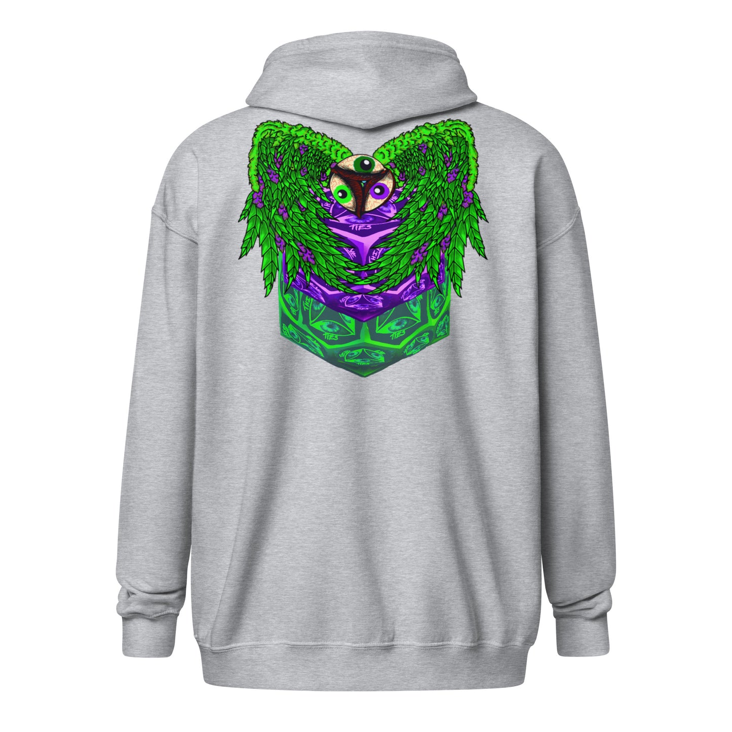 grey hoodie, artistic, third eye, cotton, pull over, long sleeve